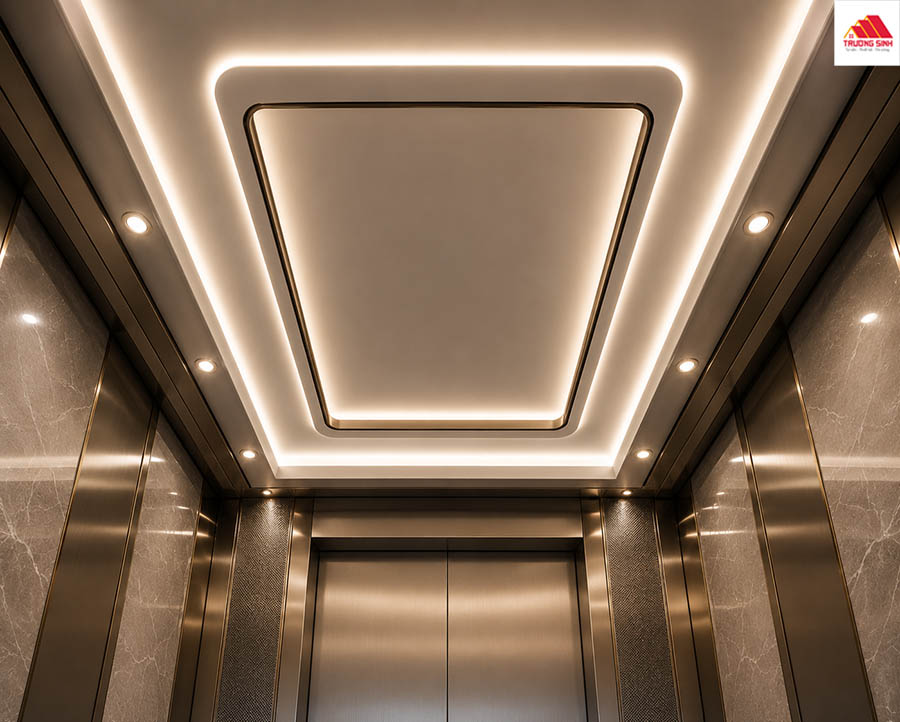 Trần thang máy sử dụng đèn LED chiếu sáng